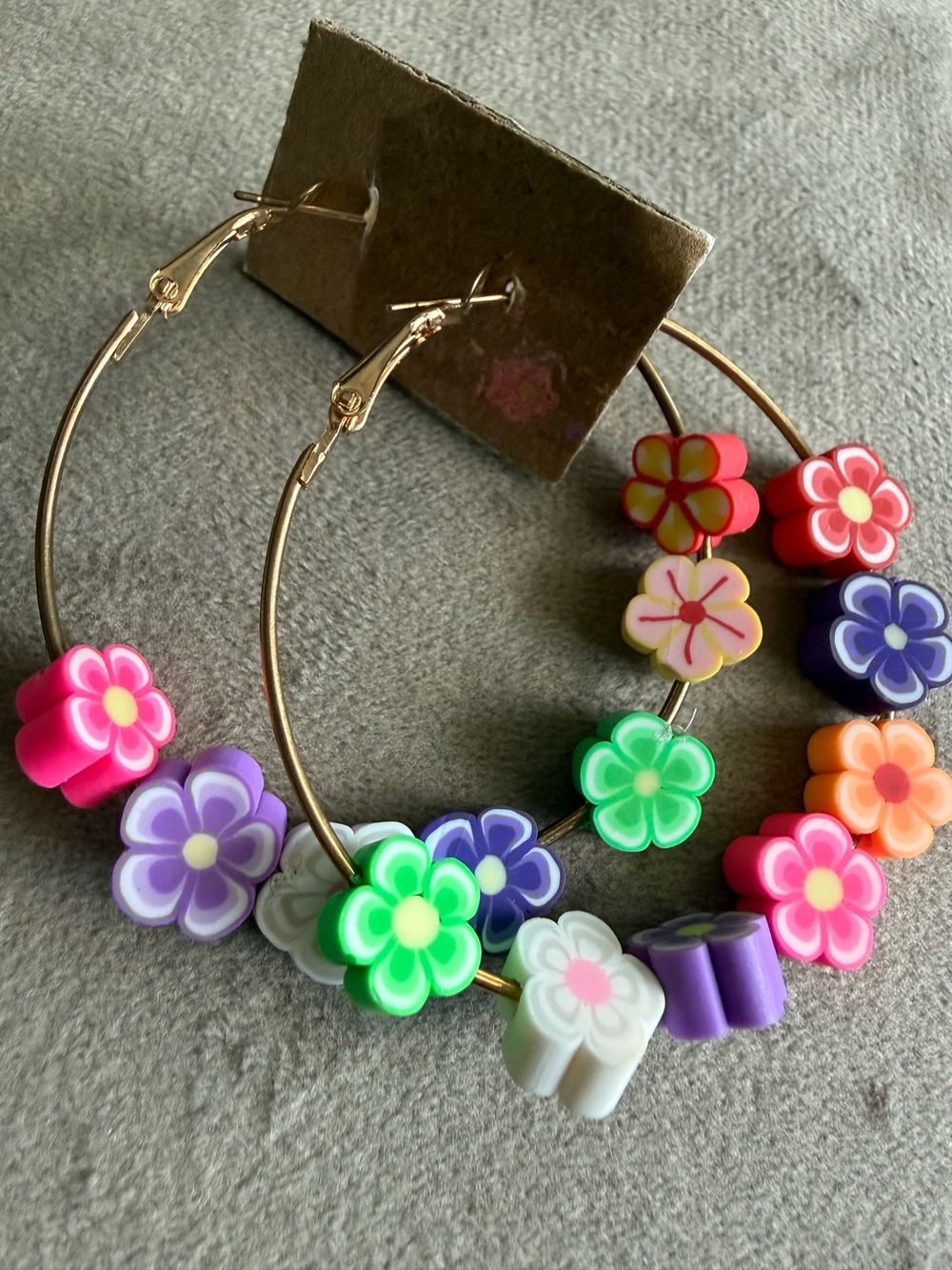 Colorful Flower Hoop Earrings - Multicolor